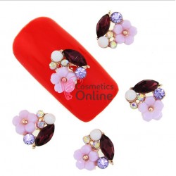 Decoratiuni 3D Metalice 132 Flori Roz cu cristale